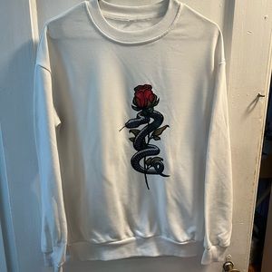 white crew neck sweater